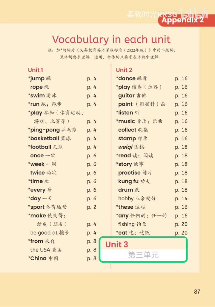 Unit 3 词汇
