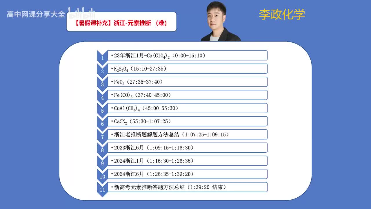 41.【暑假】补充课 浙江-元素推断