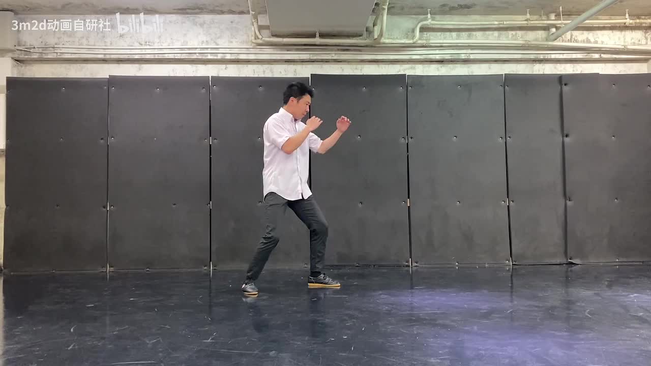 【拳】蓄力（抬腿）→直拳（重）