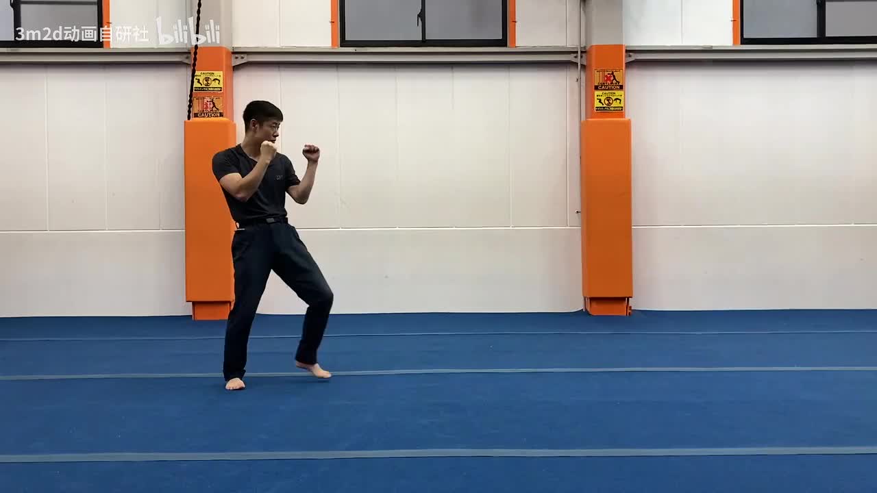 【拳】上步→直拳（轻）