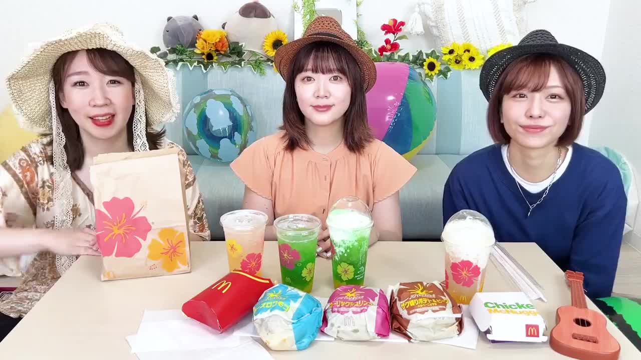 【全員集合！】ウチらならマクドの新作全種類なんて余裕だョね♡【ハワイアンバーガーズ】