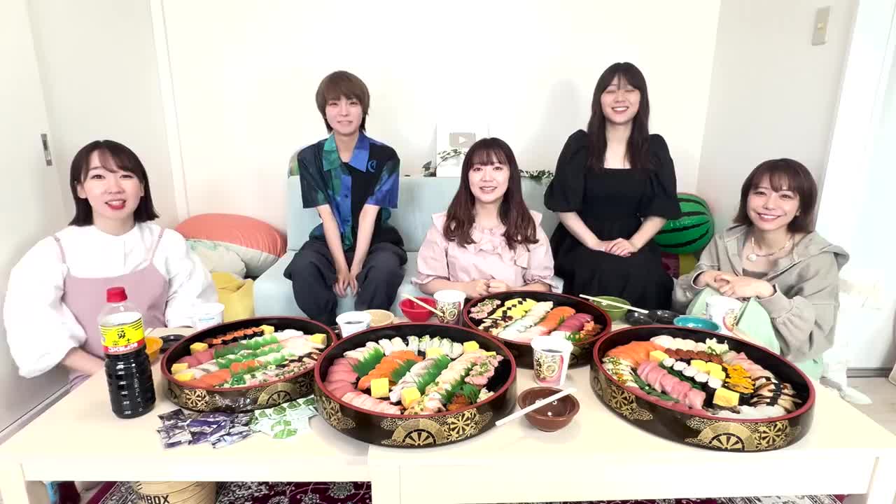 【大食い】ウチらなら寿司200貫なんて余裕だよね♡【ゲスト-相羽あいな・生田輝・千春】