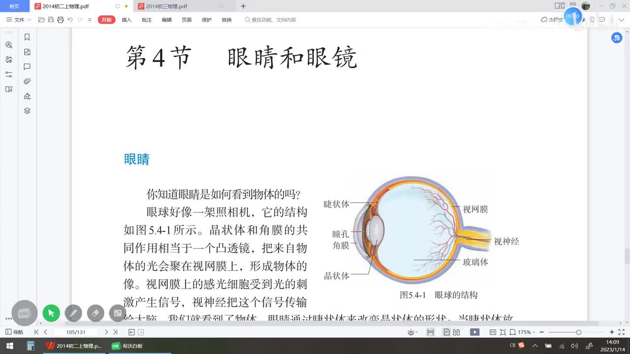 八上 第五章 第四节 眼睛和眼镜