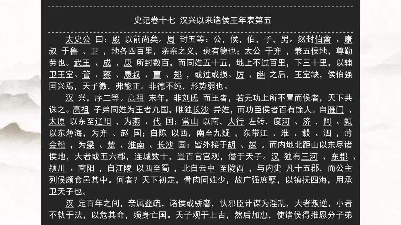 017《史记》卷十七 汉兴以来诸侯王年表第五