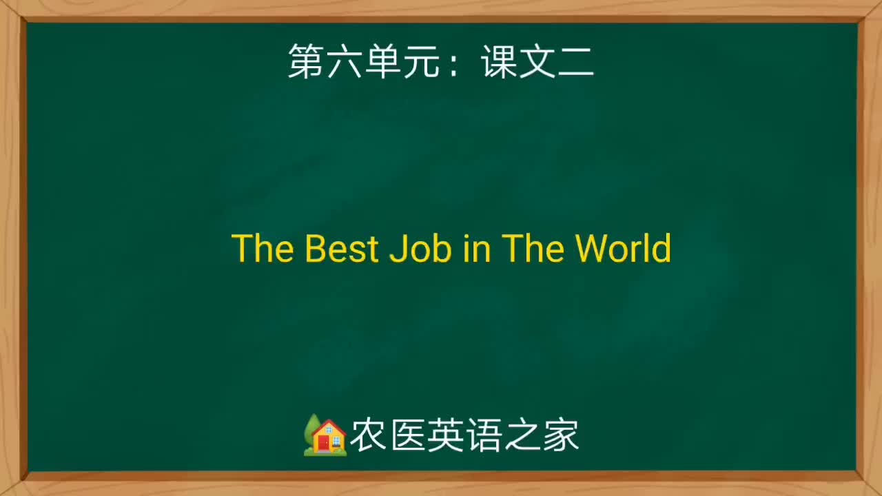 第六单元：The Best Job in the World