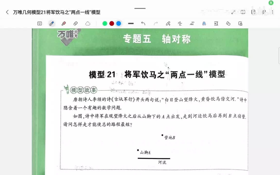 万唯几何模型21将军饮马之“两点一线”模型