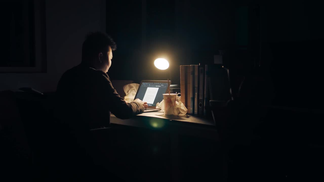 【4K素材】实拍打工人加班视频（4）