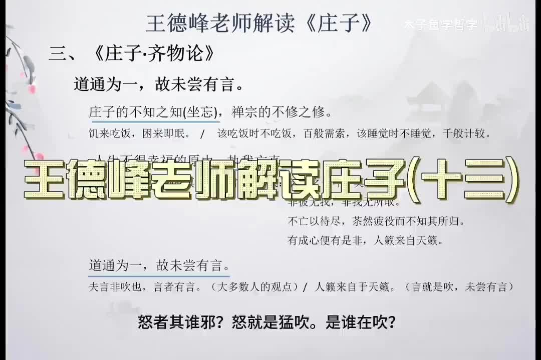 P13王德峰老师解读《庄子》1080P 高清（字幕版）