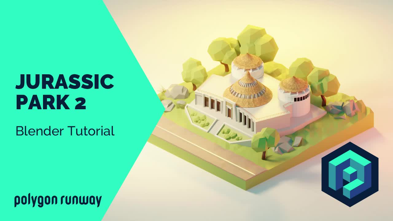 Jurassic Park Part 2 - Blender 2.8 Low Poly 3D Modeling Tutorial (n7YgHy6-wd4)
