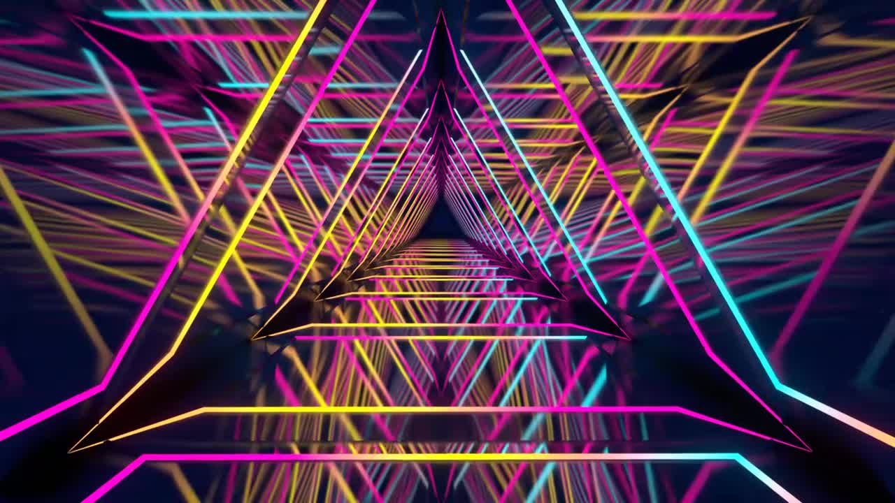 【舞台背景】三角形描边发光的隧道
