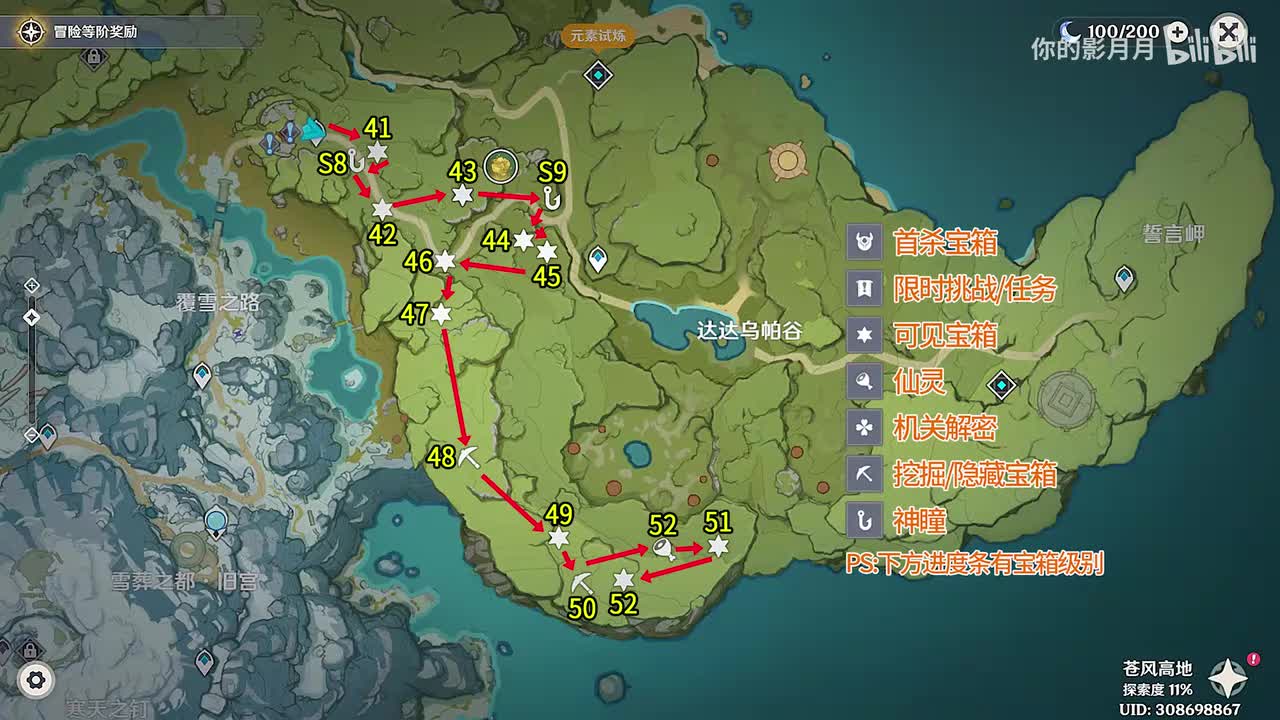 达达乌帕谷(3) 共12个(41-52)成就数52 神瞳8-9