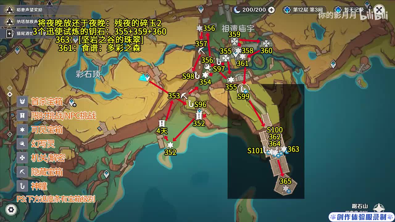 祖遗庙宇(1) 共14个(352-365)成就数363 神瞳96-101 残夜的碎玉2【将夜晚放还于夜晚】