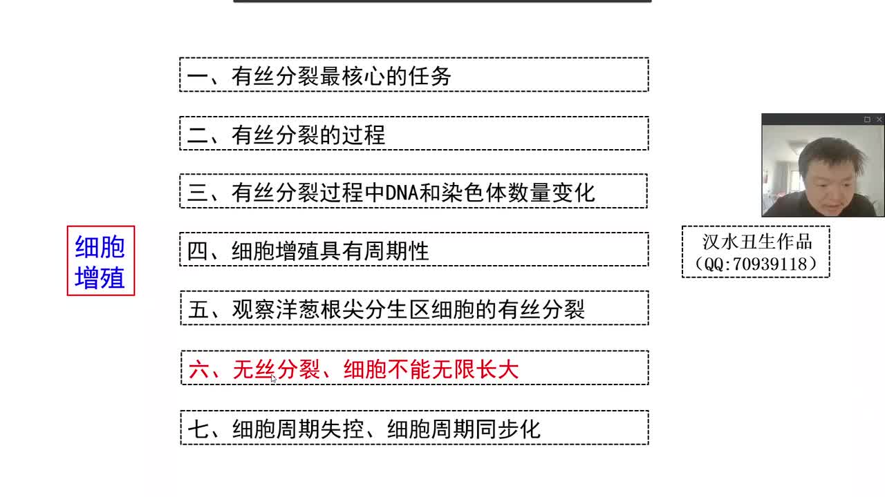 必修1第六章第1节：细胞增殖（7-6）无丝分裂、细胞不能无限长大
