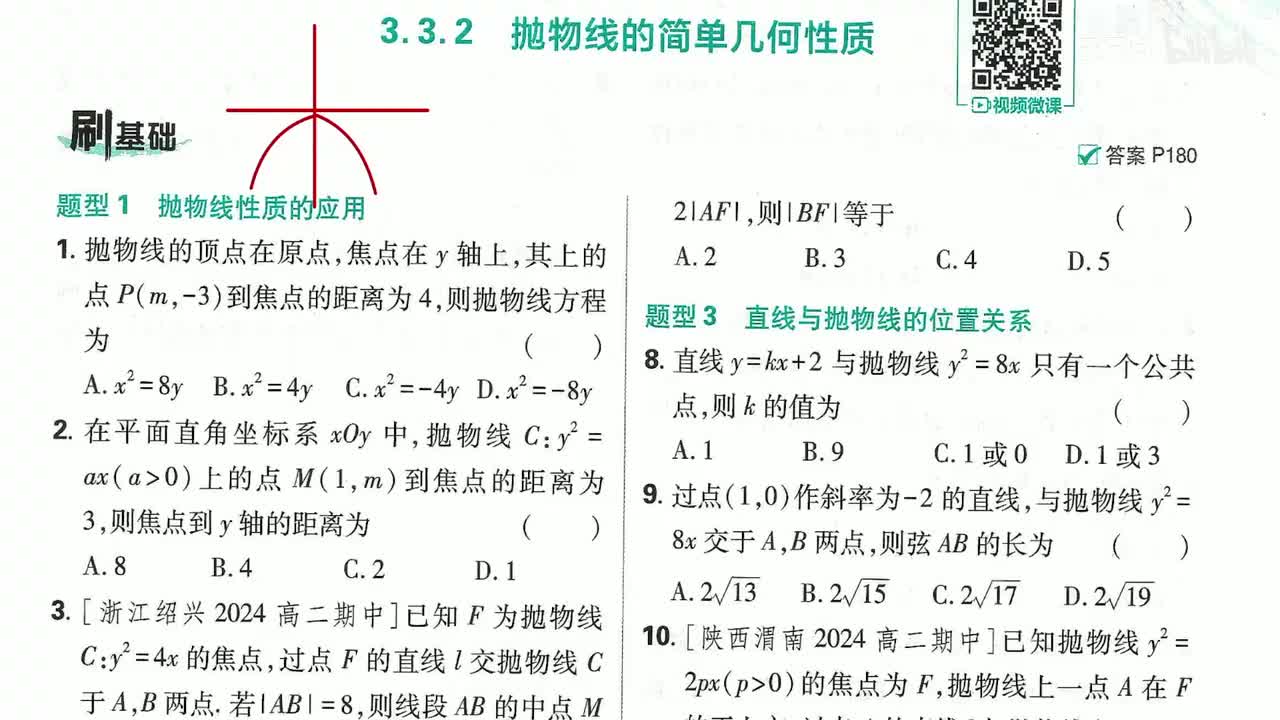 抛物线简单几何性质（刷基础）第73页
