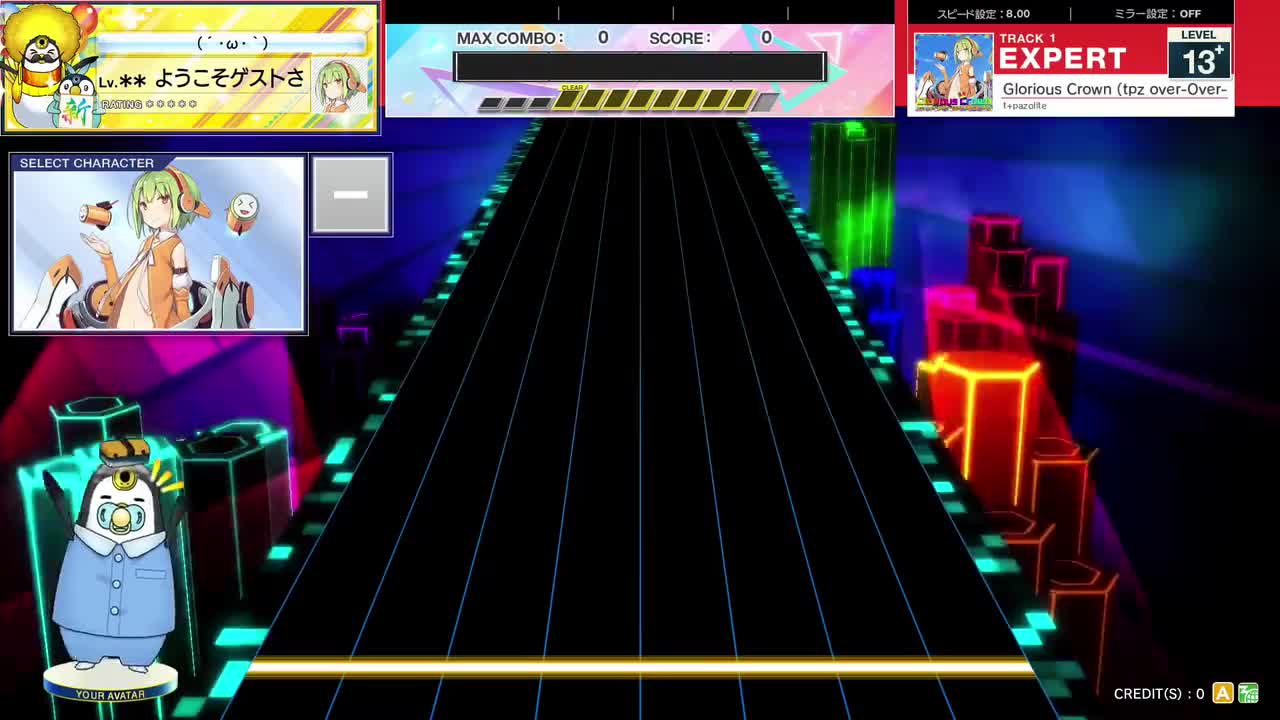 13.6(X-V) Glorious Crown (tpz over-Over-OVERCUTE REMIX) [EXPERT 13+] (譜面確認)