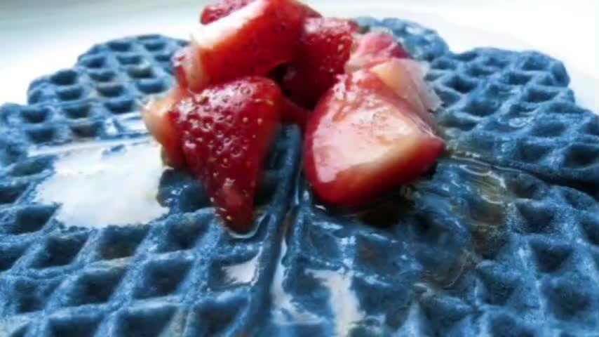 blueberry waffles eating asmr