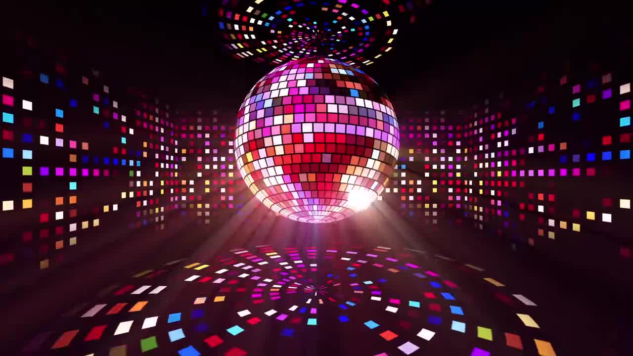 Spinning Pink Colorful Disco Ball Vj Loop Disco Ball Animation Party Background