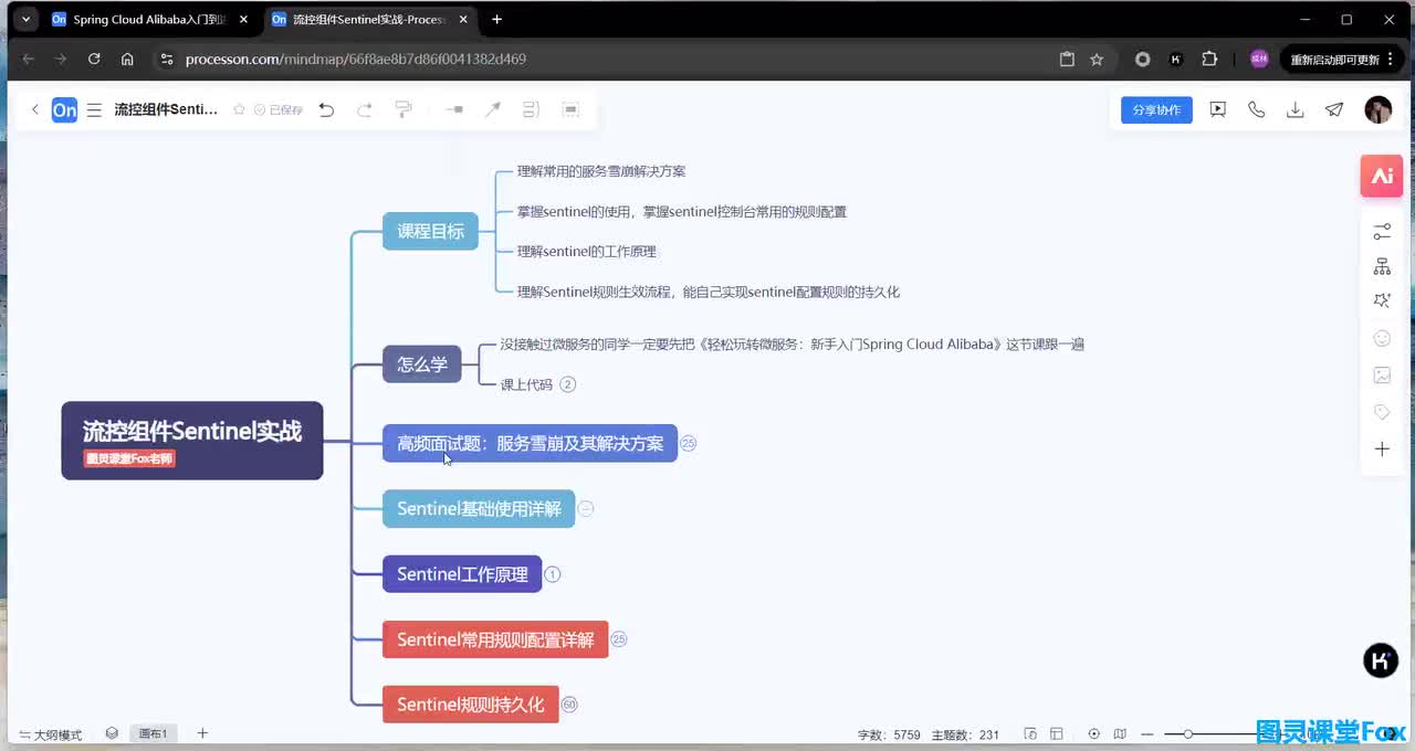 流控组件Sentinel的课程安排