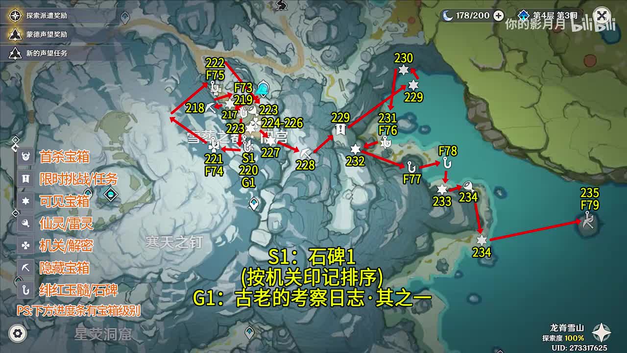 旧宫 共19个(217-235)成就数233 绯红玉髓73-79 石碑1 古老的考察日志·其之一【覆雪之国】