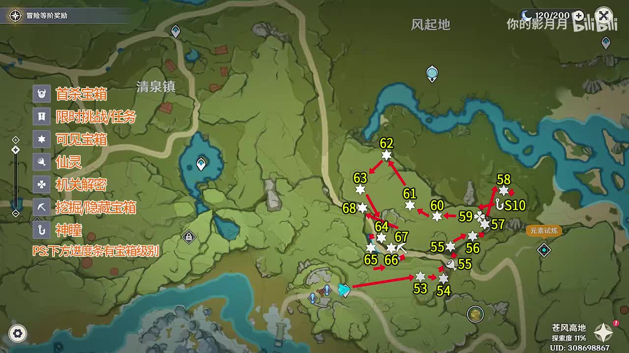 达达乌帕谷(4) 共16个(53-68)成就数68 神瞳10