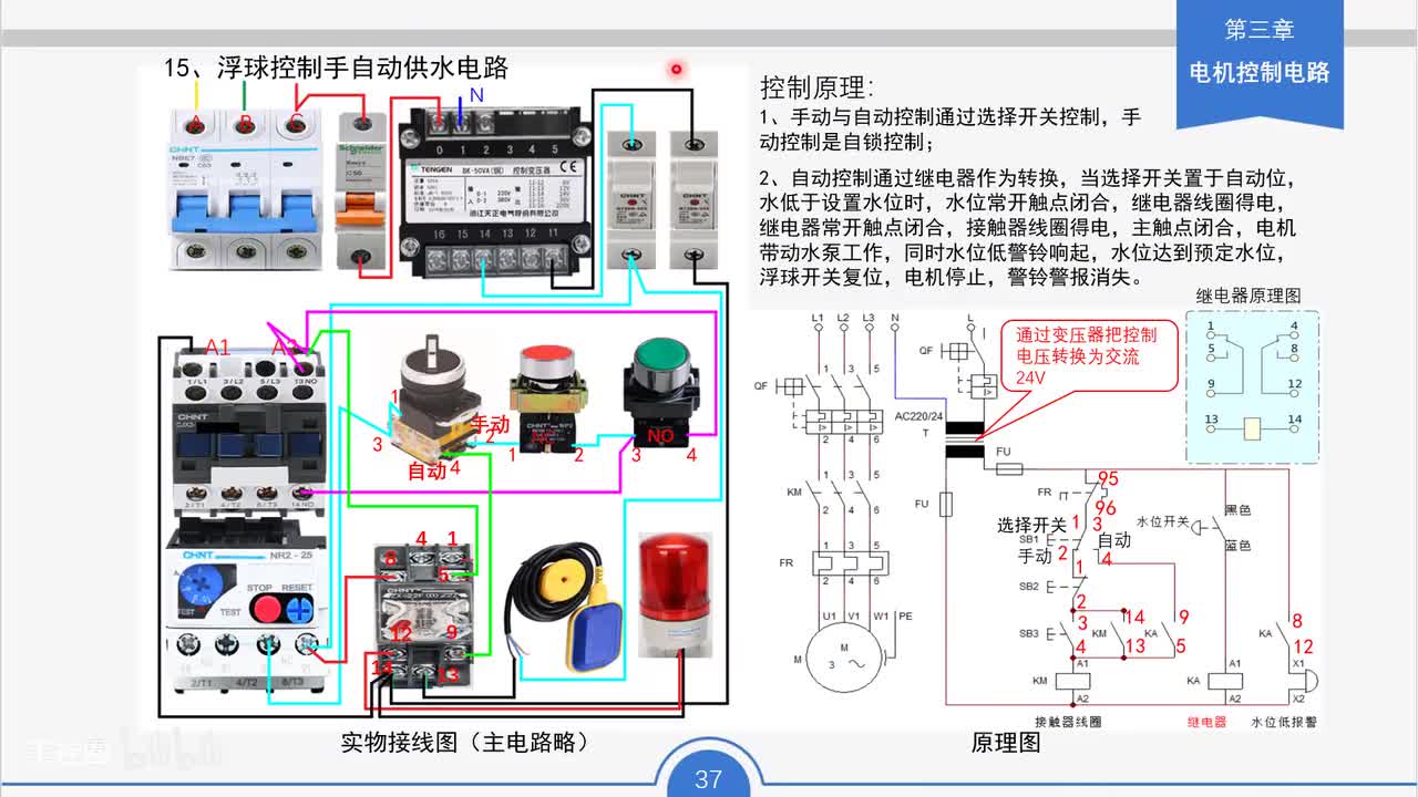 29_浮球控制手自动供水电路工作原理与接线要点
