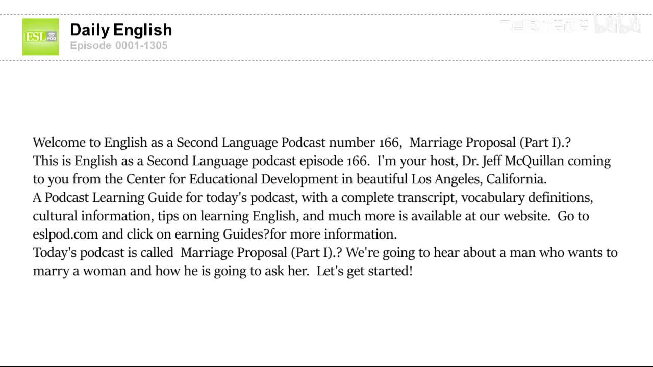 0166 A Marriage Proposal I