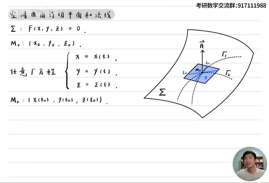 预备知识2：空间曲面的切平面和法向量