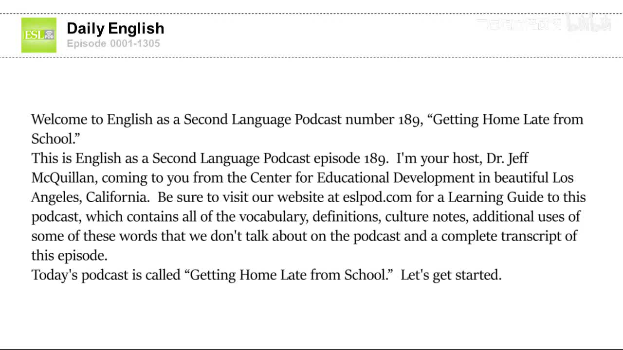 0189 Getting Home Late from School