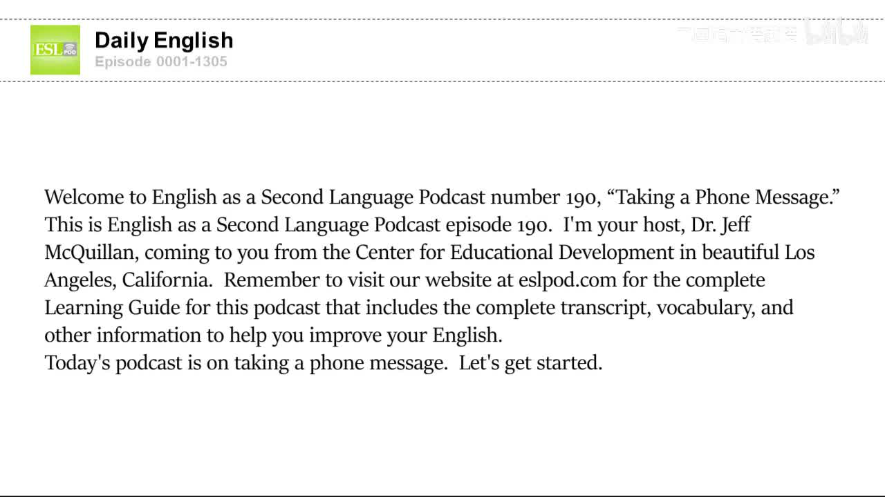 0190 Taking a Phone Message