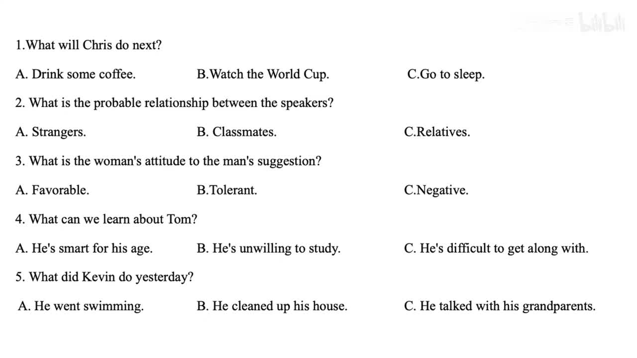 2024年1月九省联考听力纯净版