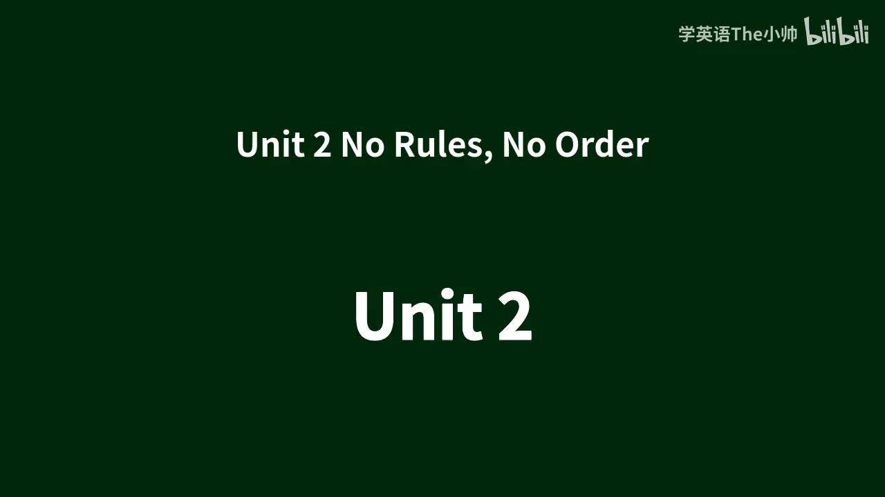 Unit 2 No Rules, No Order