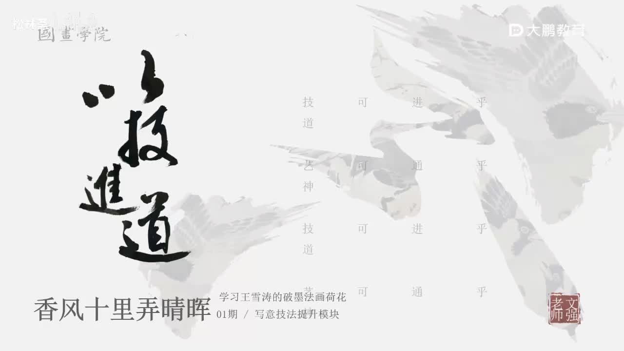 第2节 王雪涛荷花2 花鸟画写意画中国画水墨画 基础专业课 名家临摹 技法提升