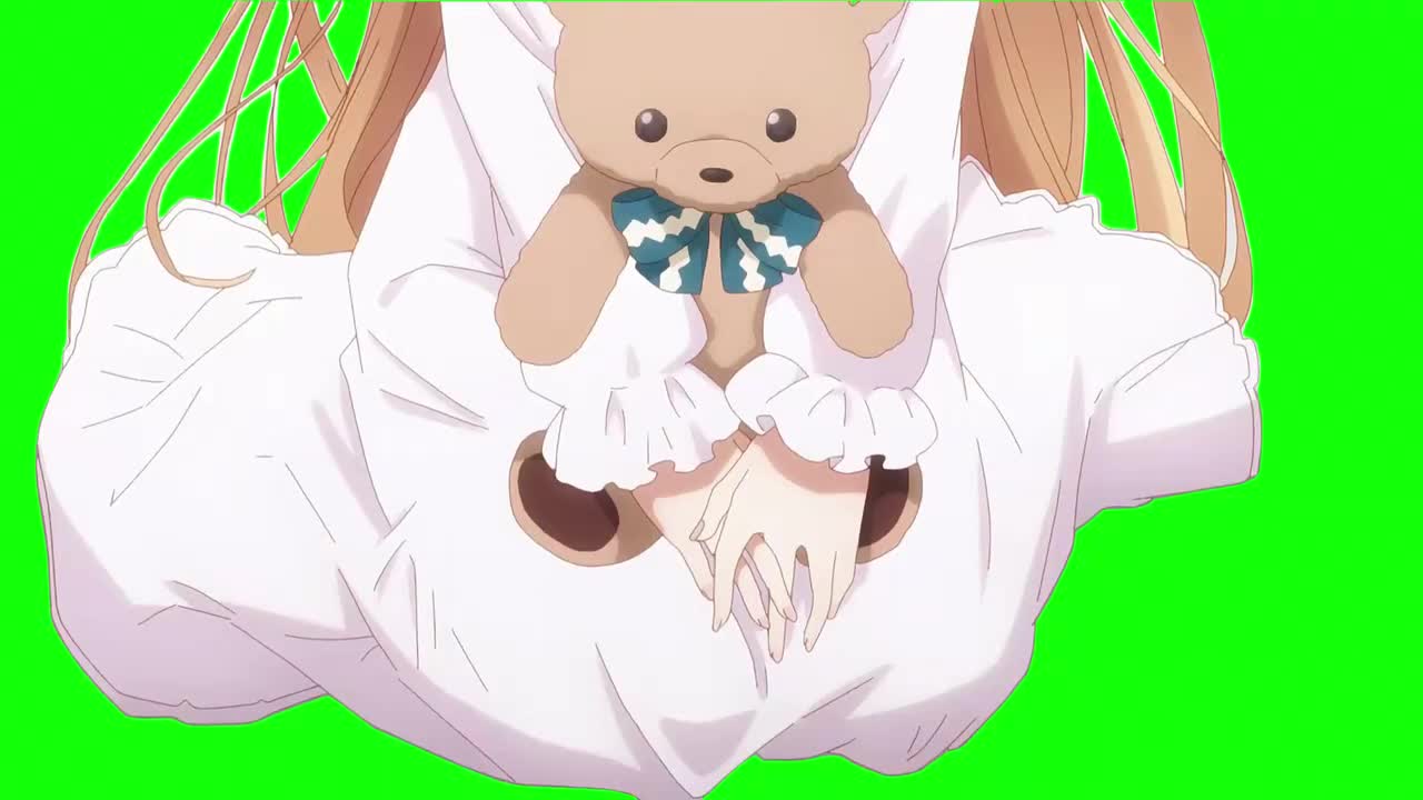 稚名真昼绿幕-白衣裙