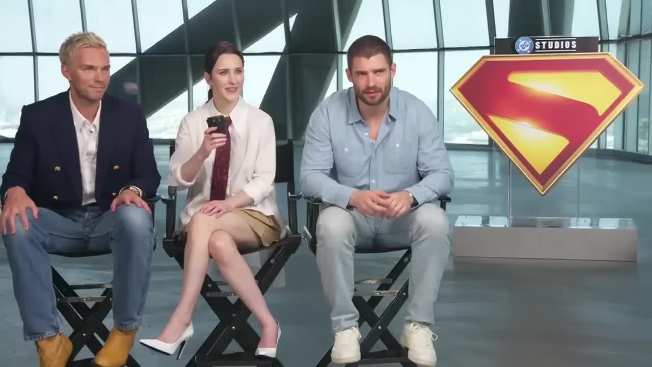 David Corenswet, Rachel Brosnahan, and Nicholas Hoult on music, having fun, and