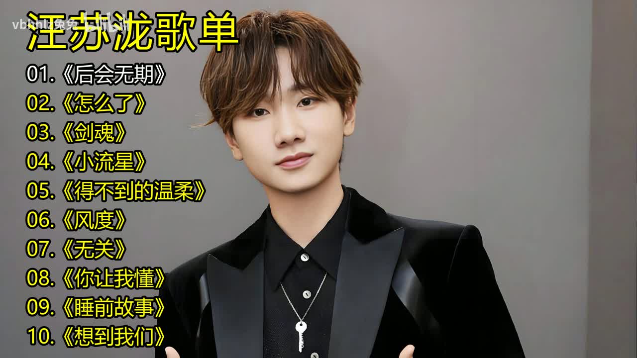 汪苏泷歌单《后会无期》《怎么了》《剑魂》《小流星》《得不到的温柔》《风度》《无关》《你让我懂》《睡前故事》《想到我们》