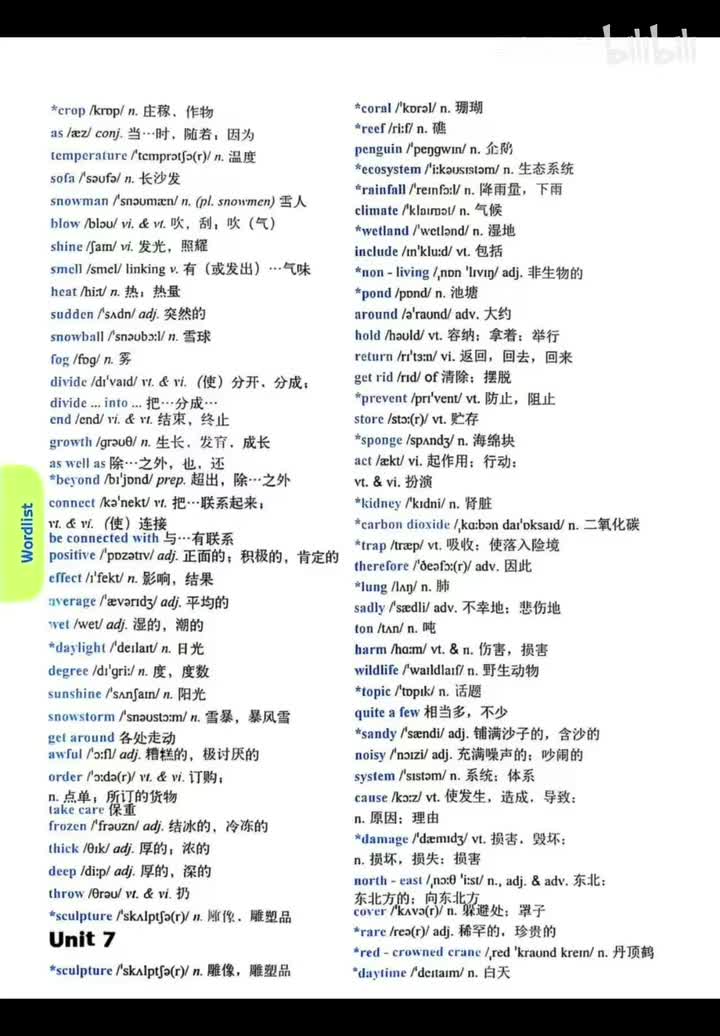 Unit7单词