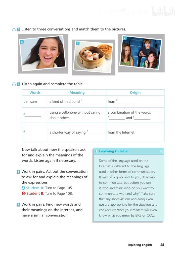 必修一 UNIT2 P25 活动7