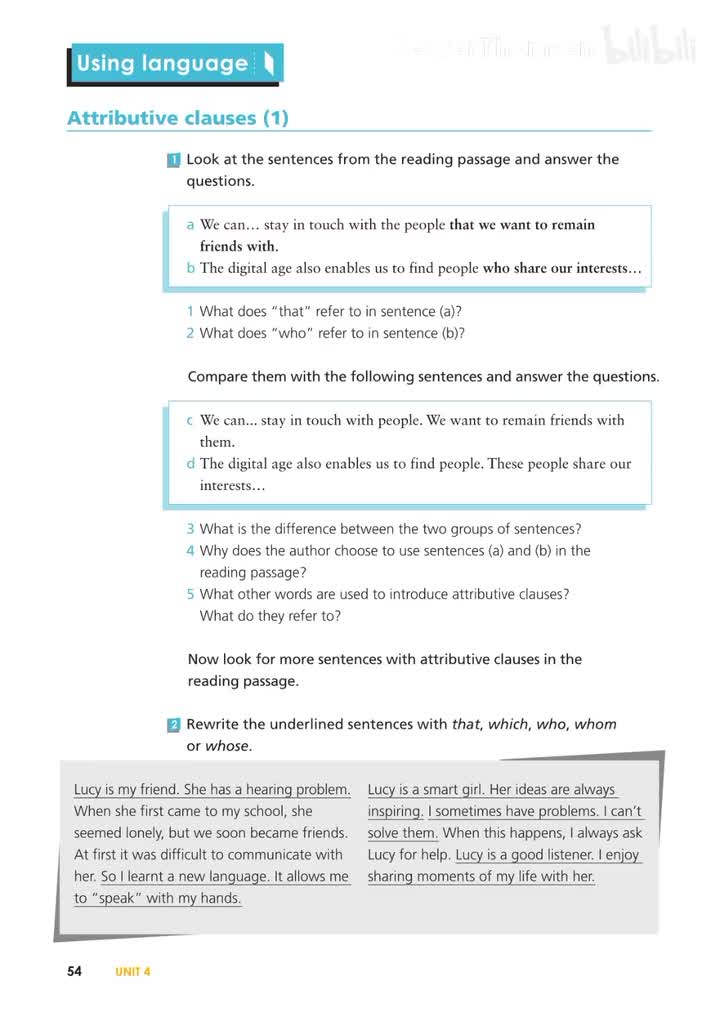 必修一 UNIT4 P57 活动7