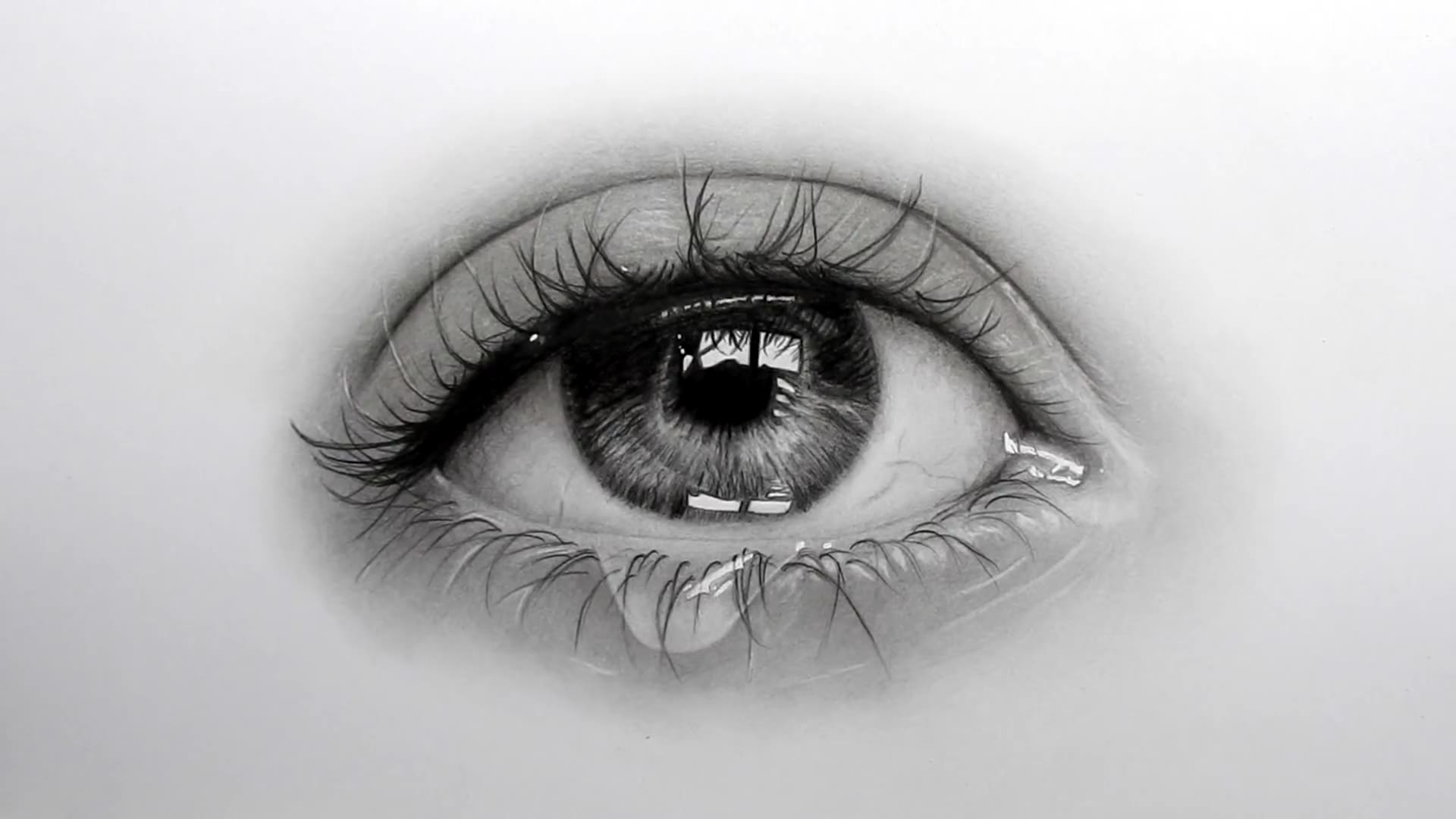 怎么画出含着眼泪逼真的眼睛