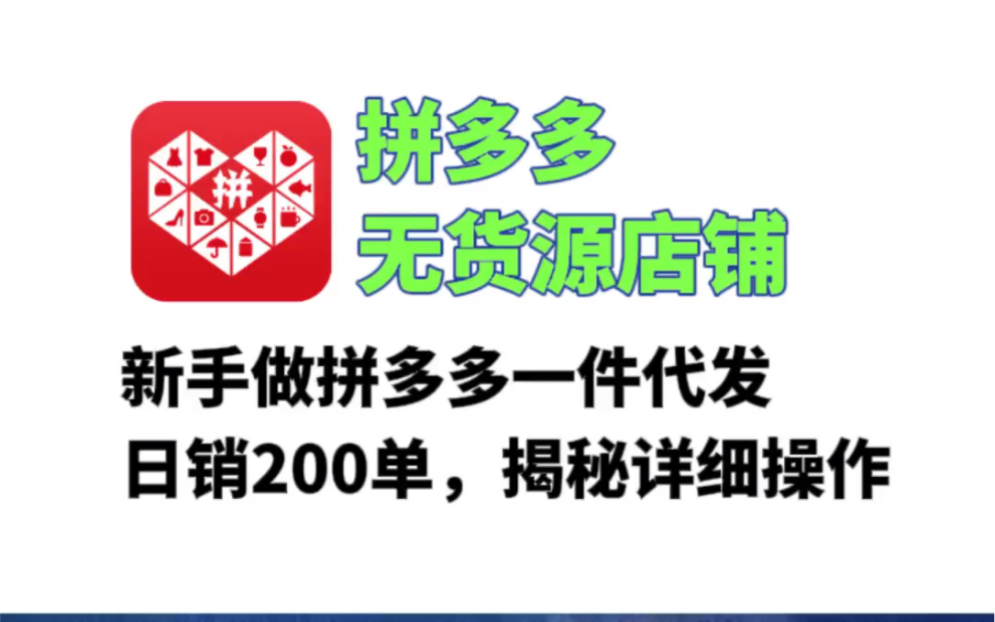 拼多多运营,独家分享无货源操作技巧,轻松分平台一杯羹!哔哩哔哩bilibili