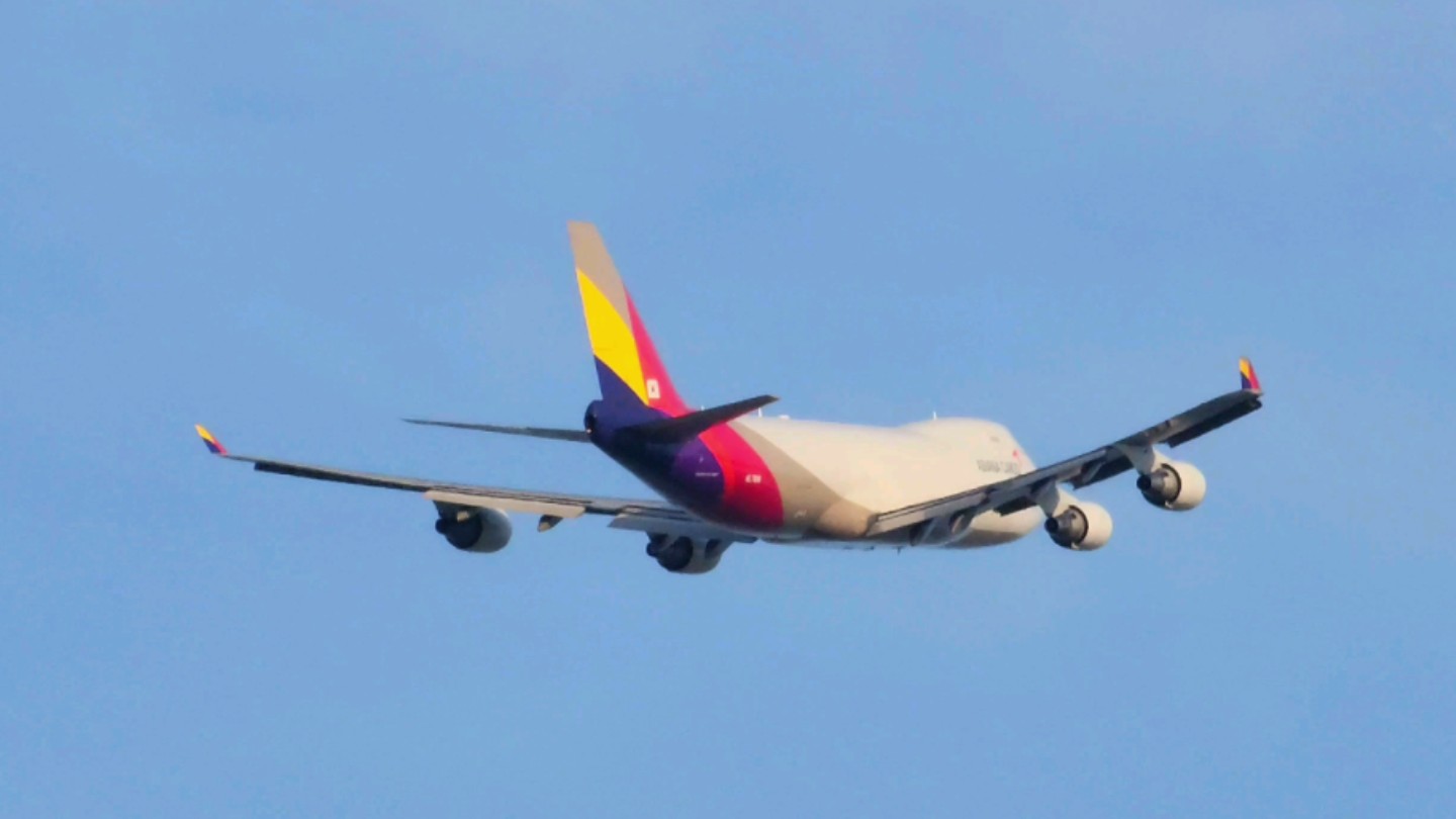 韩亚航空货机,波音747空中女皇,总算在阳间时间逮到一次,很奈斯