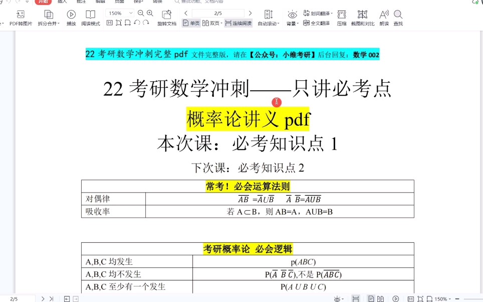 [图]12分钟搞定考研概率论必考公式！22考研数学概率论满分冲击必考点汇总（1）