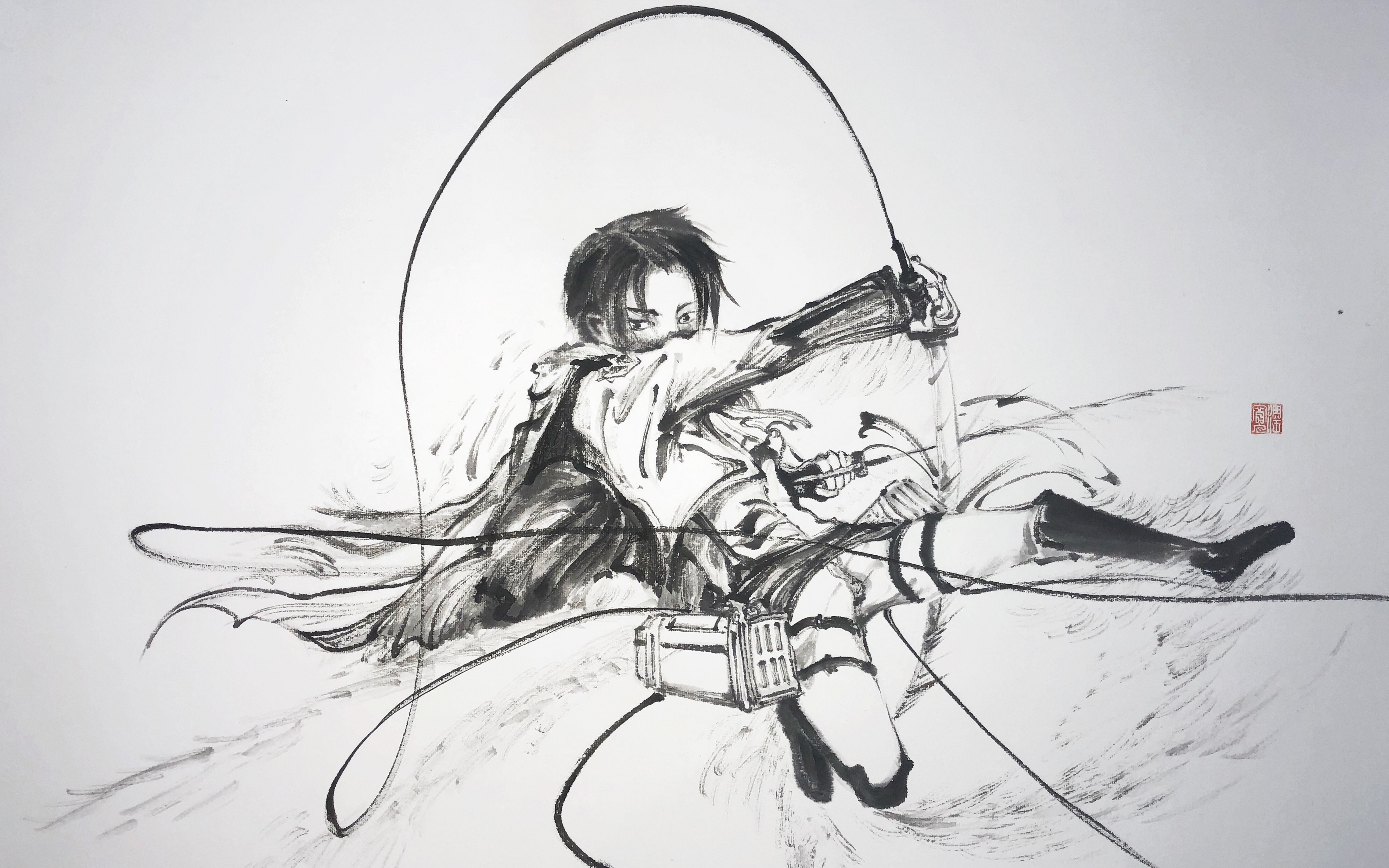 水墨有趣味进击的巨人利威尔