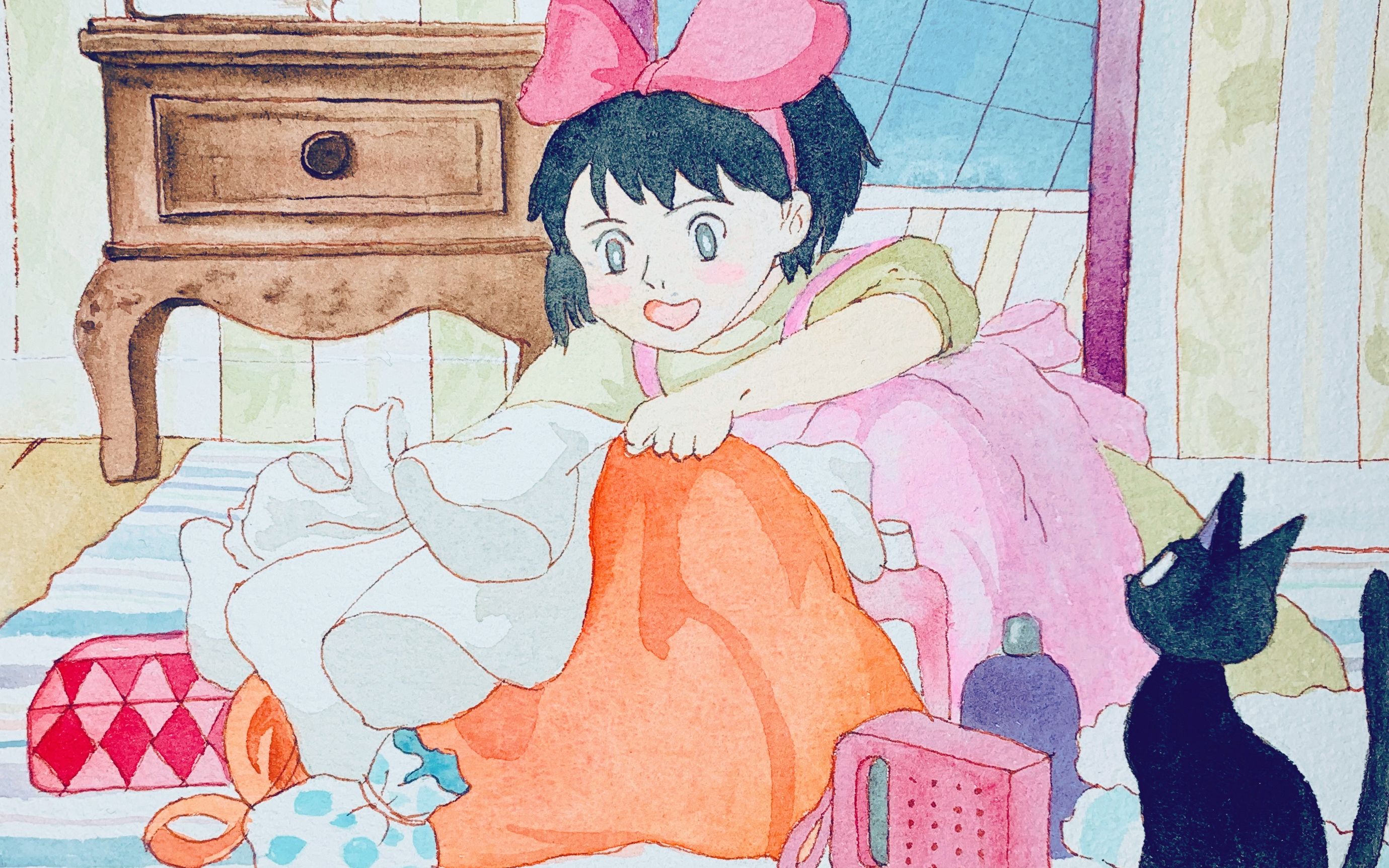 【水彩-临摹】魔女宅急便|宫崎骏御用颜料nicker使用感受