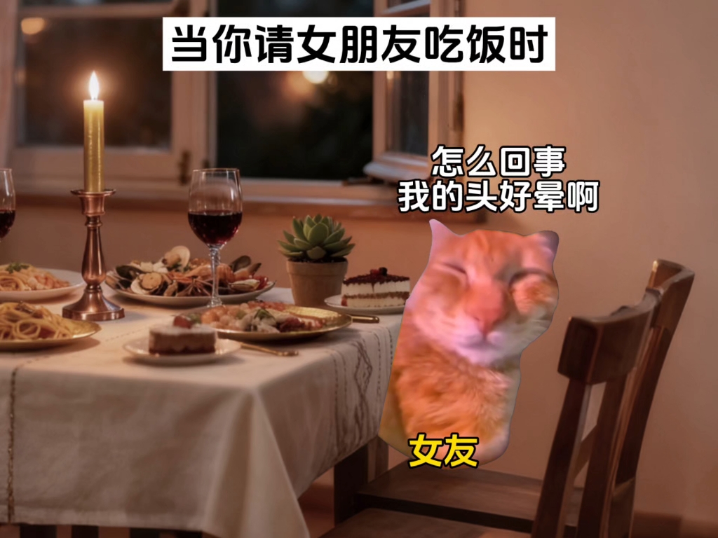 当你请女朋友吃饭时#猫meme#搞笑#抽象#万万没想到