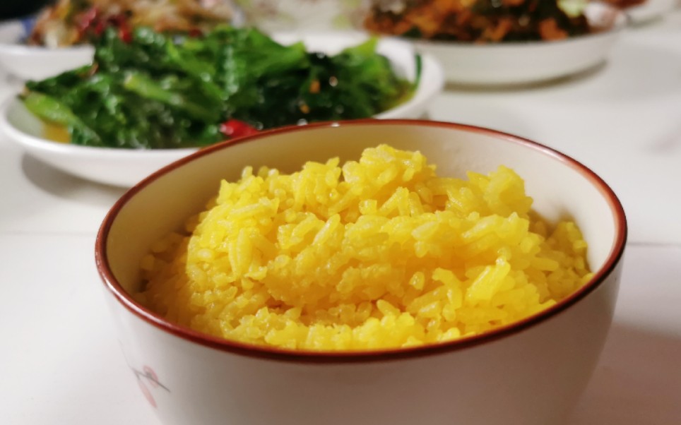 二月二,龙抬头,吃广西特色黄花饭,纯植物染色,花香四溢的米饭_哔哩