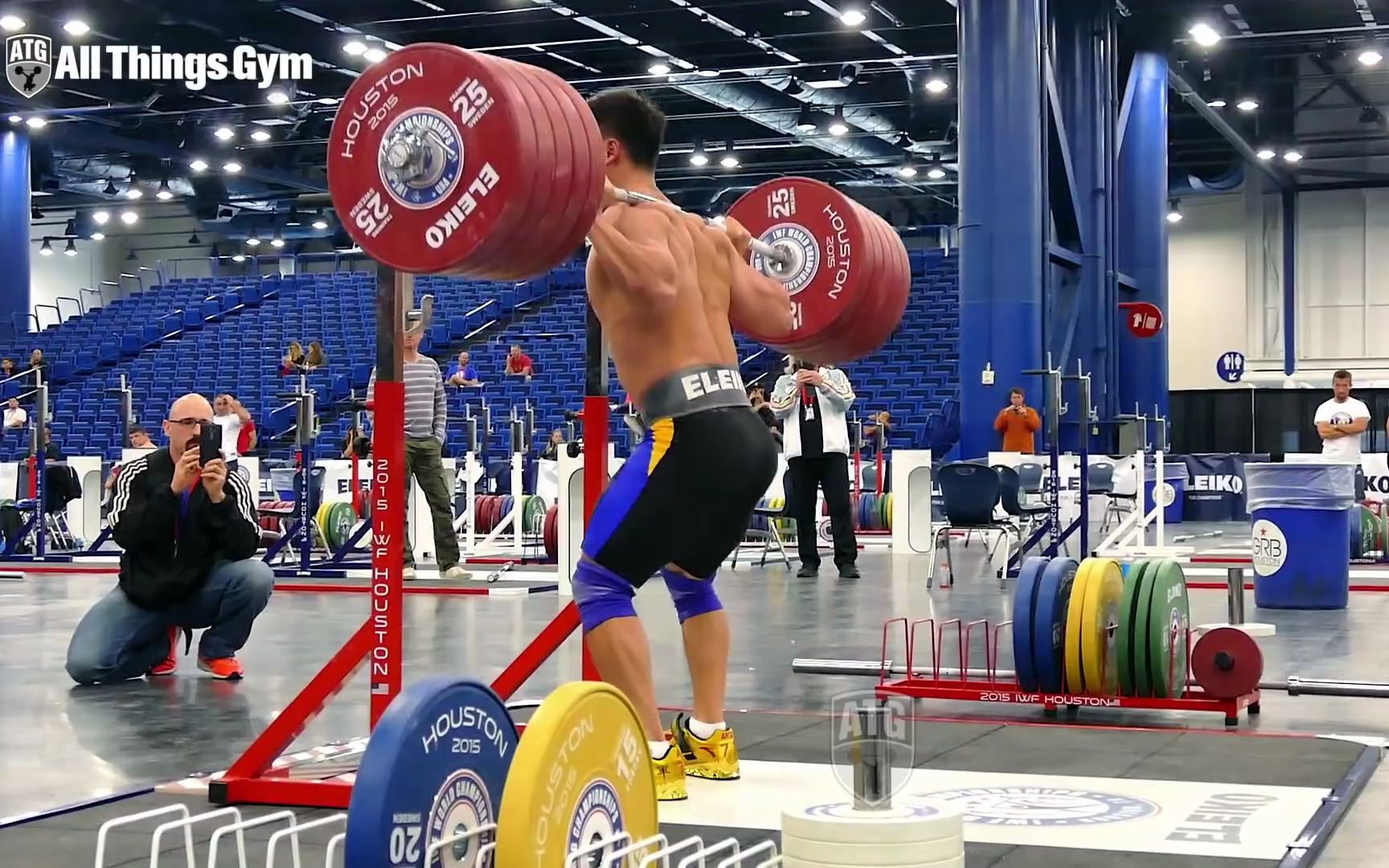 吕小军世界举重锦标赛训练馆蹲起275kg 热身