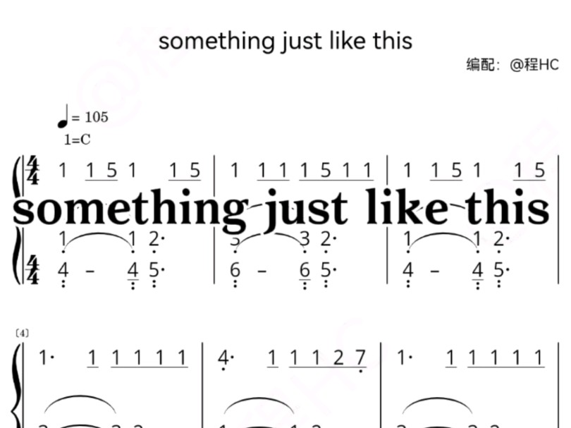 《something just like this》钢琴简谱哔哩哔哩bilibili