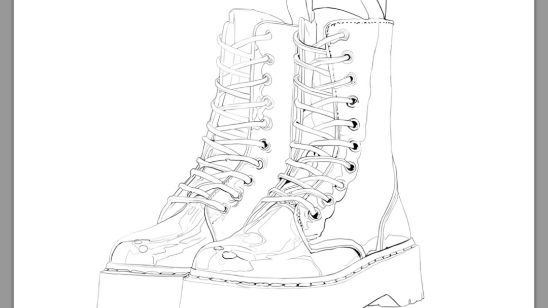 马丁靴画法手绘图片