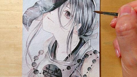 透明水彩 イラストメイキング 死神 Watercolor Painting 哔哩哔哩 Bilibili